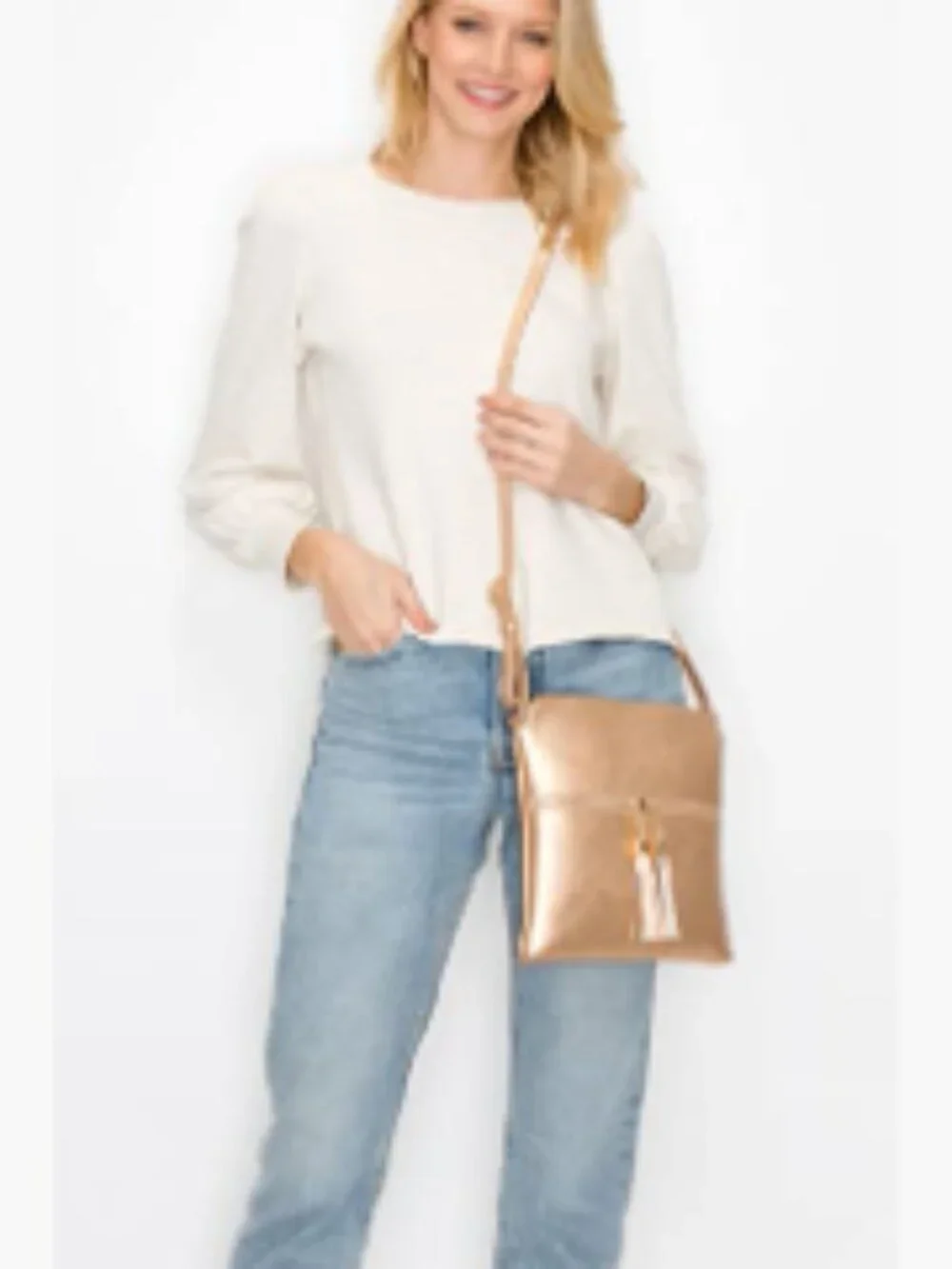 Lightweight Medium Crossbody Purse with Tassel, Faux Leather, Adjustable Strap